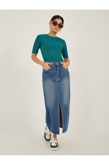 Ribbed Short Sleeve Round Neck Fitted Knit Top