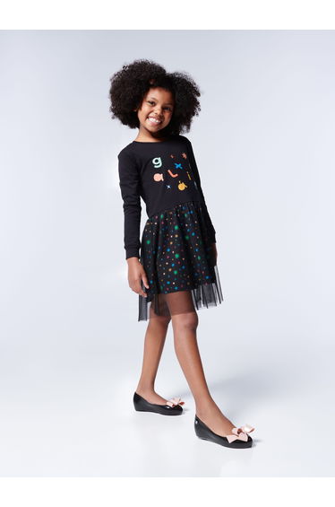 Mini Melissa Girls Ultragirl Classy Ballerinas in Black