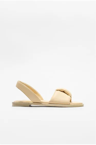 Yellow Leather Women's Flat Sandals