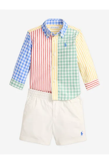 Ralph Lauren Baby Boys Shirt and Shorts Set in Multicolour