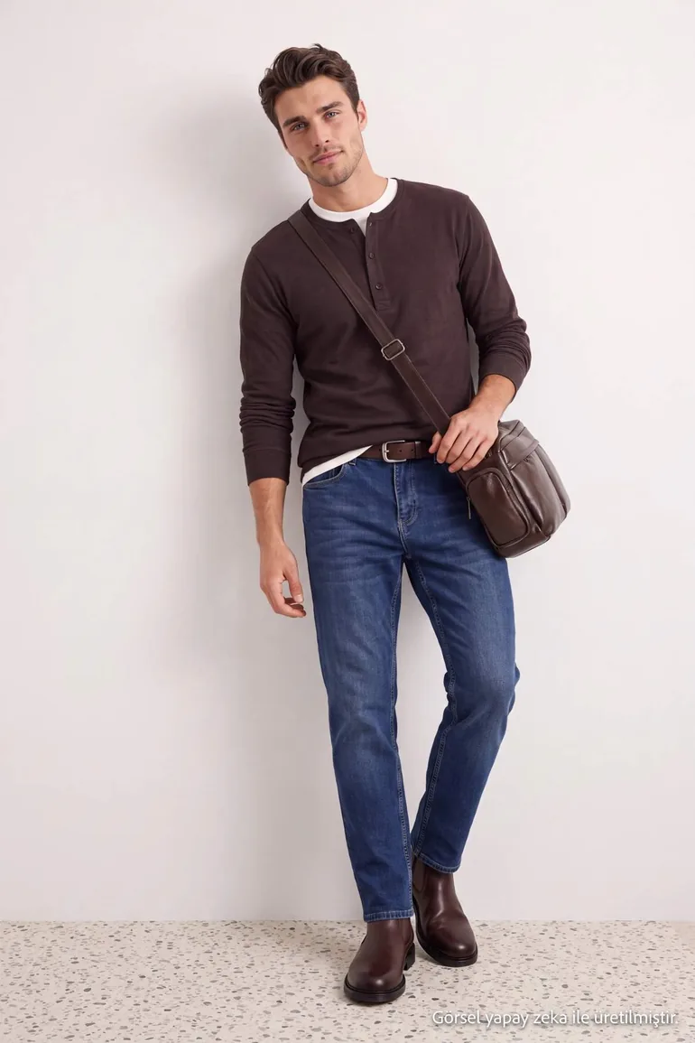 Navy Blue Regular Fit Men's Jeans