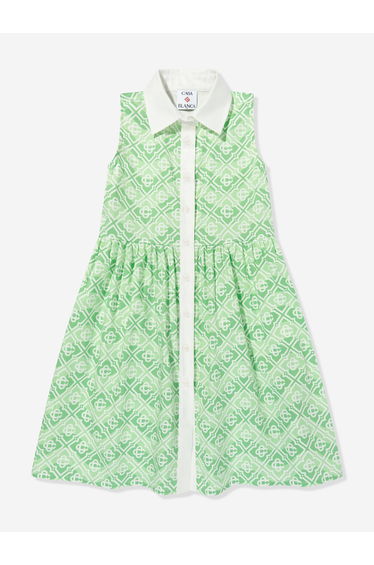 Casablanca Girls Wavy Monogram Dress in Green