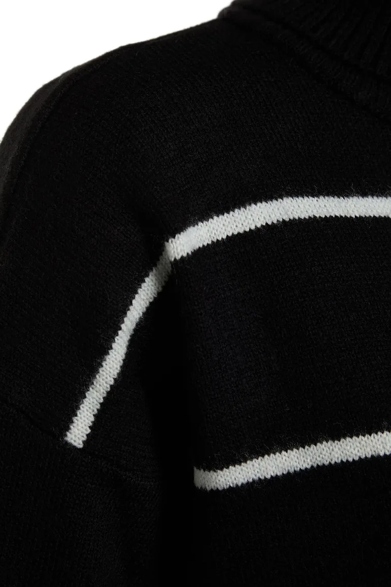 Black Column Midaxi Jumper Dress with Long Sleeve - 6