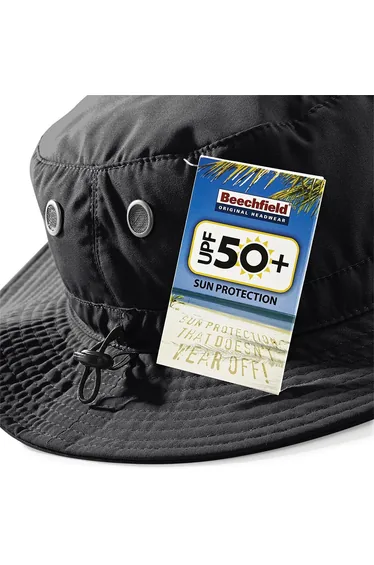 Beechfield Summer Cargo Bucket Hat / Headwear (UPF50 Protection) - Black