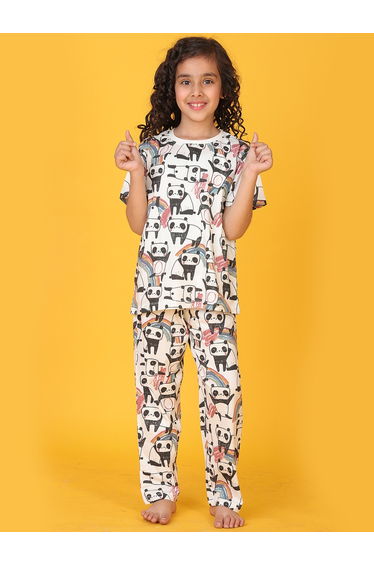 All-Over Panda Print T-Shirt and Pyjama Set