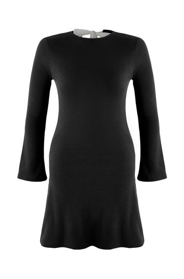 Black Crepe Knit Plus Size Dress