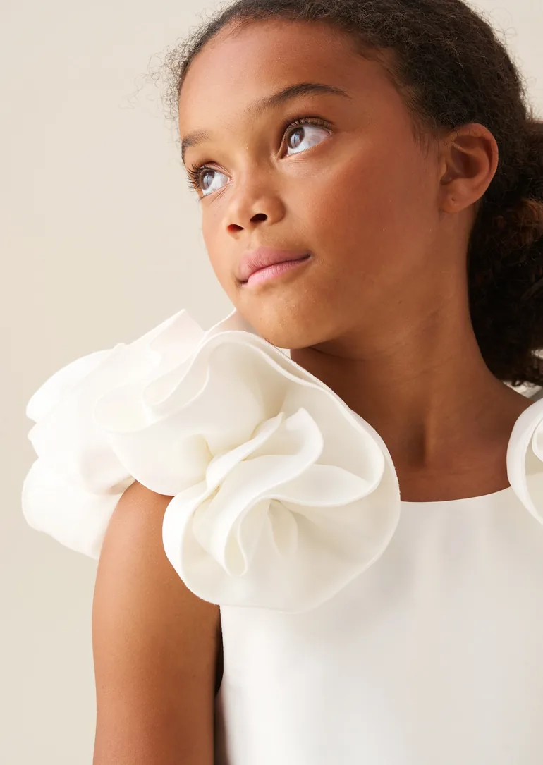 Coco Puff Sleeve Bow Back Dress - White - 5
