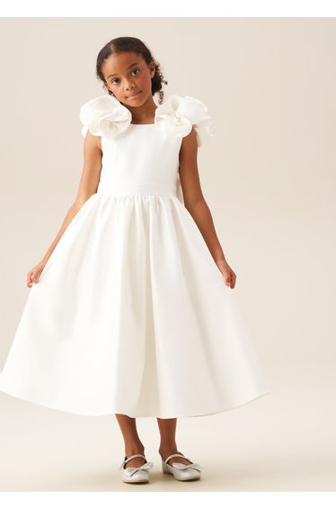 Coco Puff Sleeve Bow Back Dress - White