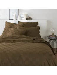 Victor Checked 100% Washed Cotton Satin 300 Thread Count Flat Sheet - 4