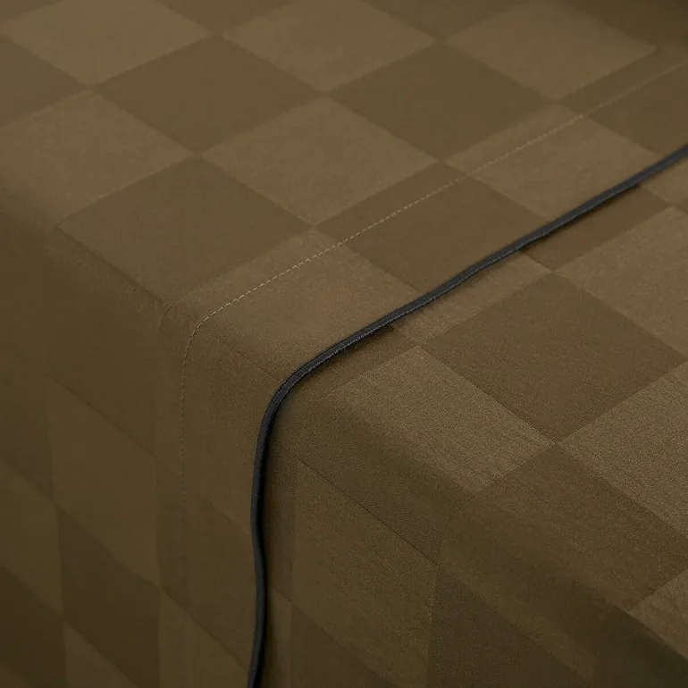 Victor Checked 100% Washed Cotton Satin 300 Thread Count Flat Sheet - 3