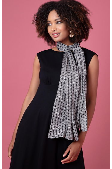 Phoebe Satin Scarf (Art Deco Black and White)