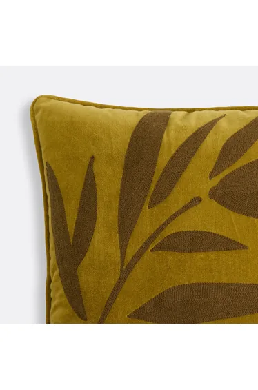 Niara Square Cushion Cover in Embroidered Cotton Velour