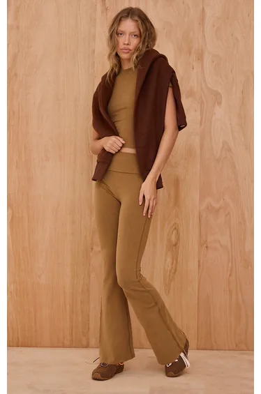 Tan Melange Soft Cotton Yoga Pant