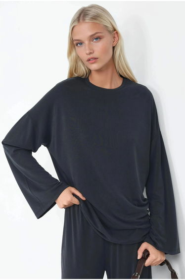 BUSEM Crew Neck Long Sleeve Blouse