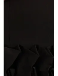 فستان قصير بياقة هالتر بحواف كشكش - أسود - 5