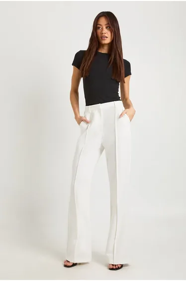 Tall Essential Flare Leg Tailored Trousers - ivory