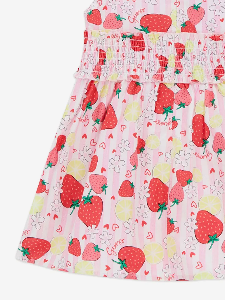 Guess Girls Poplin Sleeveless Strawberry Dress in Pink - 3