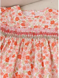 Girls Floral Print Smocked A-Line Dress - 2