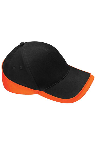 Beechfield Unisex Teamwear Competition Cap Baseball / Headwear - Black/Orange