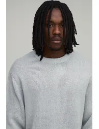 Tall Relaxed Fit Brushed Knitted Jumper - light grey - 2