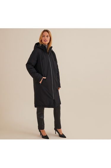 Recycled Mid-Length Parka with Hood, Mid-Season