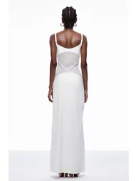 Aram Mesh Spaghetti Sleeveless Maxi Dress In White - 4