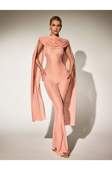 Burdette Leopard Draped Jumpsuit