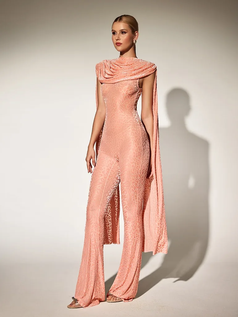 Burdette Leopard Draped Jumpsuit - 4