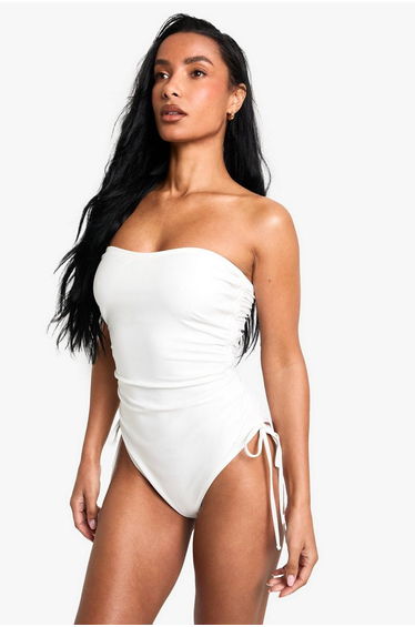 Swimwear Essentials Ruched Tummy Control Swimsuit - white