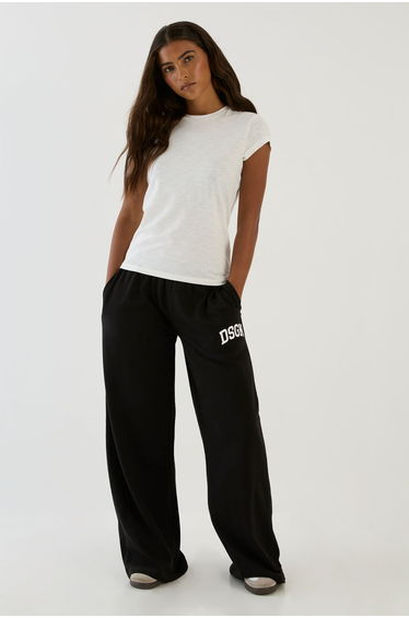 DSGN Studio Collegiate Low Rise Loopback Wide Leg Jogger - black