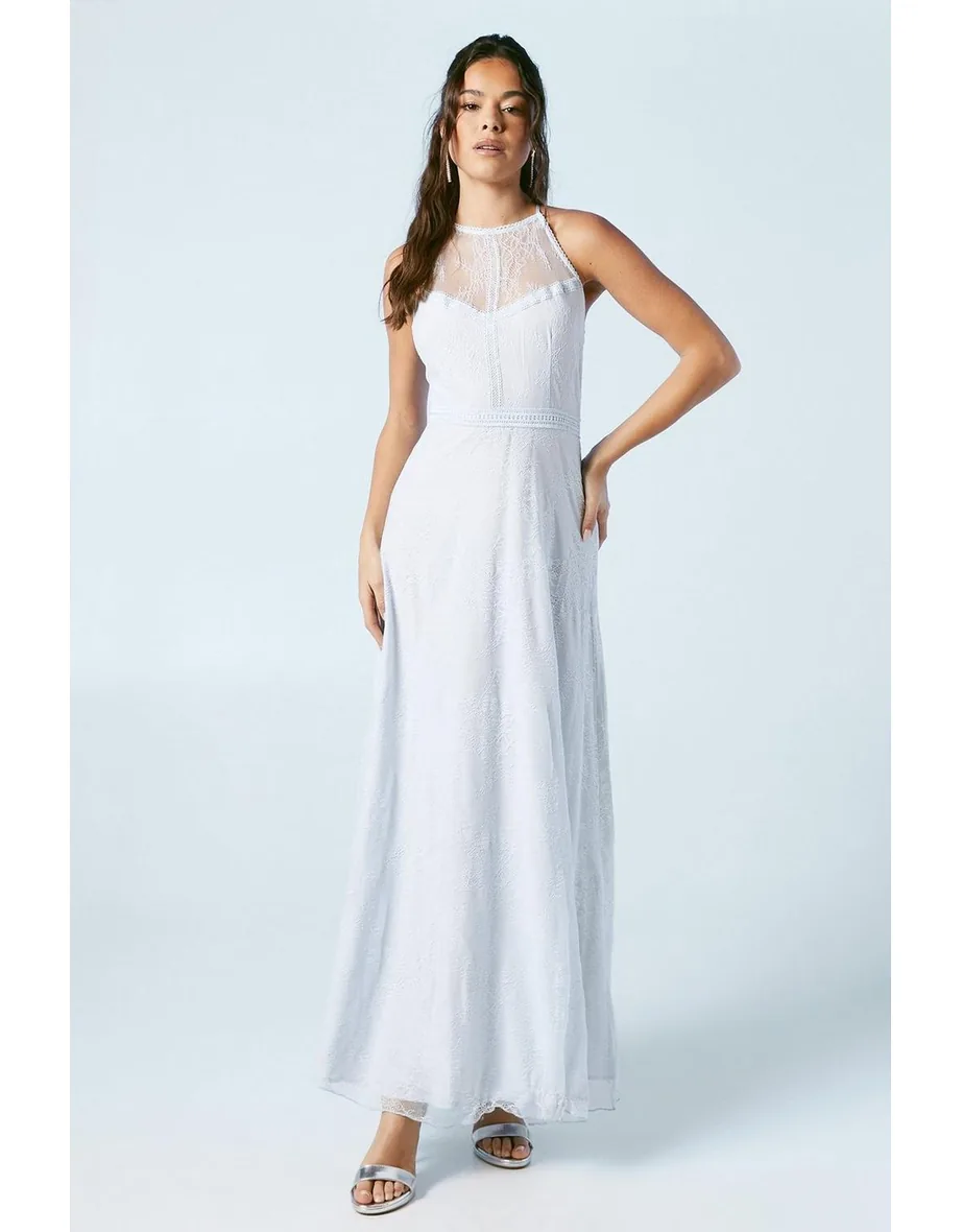 Shop Delicate Lace Apron Neck Maxi Bridesmaids Dress Oasis Online in Oman