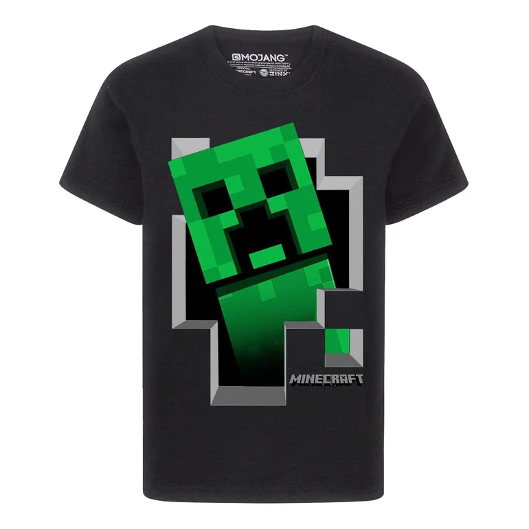 Minecraft Boys Creeper Inside T-Shirt - Black