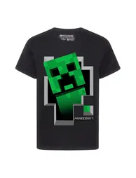 Minecraft Boys Creeper Inside T-Shirt - Black