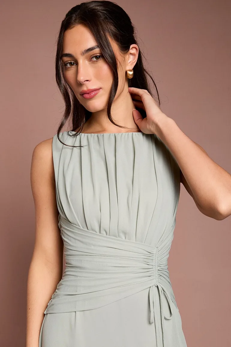 Soft Mesh Cinched Waist Dress - 3