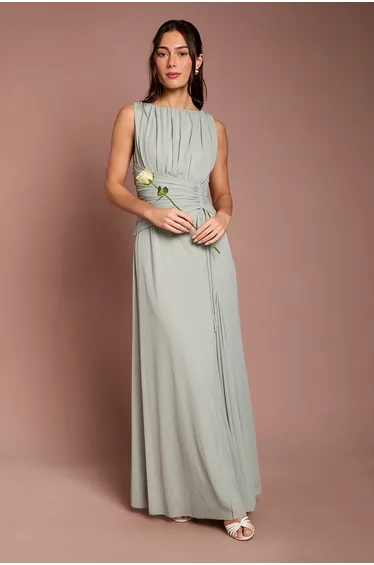 Soft Mesh Cinched Waist Dress