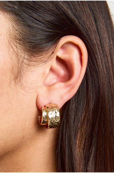 Hammered Gold Hoop Earrings - gold