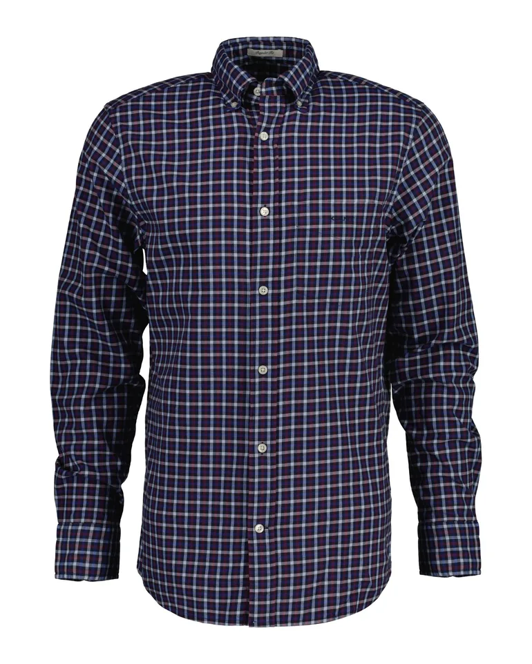 Men's Gant Regular Fit Twill Micro Multi Check Shirt in Blue