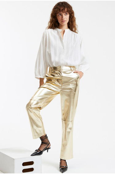 Metallic Straight Trousers