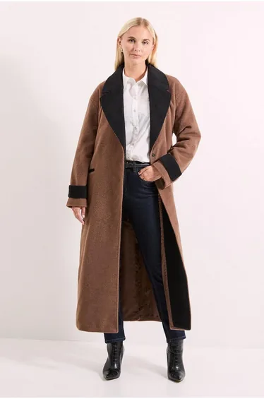 Contrast Collared Coat