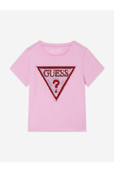 Guess Girls Logo T-Shirt in Pink