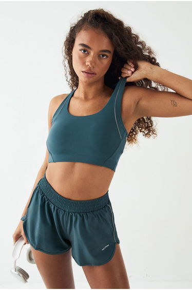 DSGN Studio Reflective Binding Sculpt Sports Bra - teal