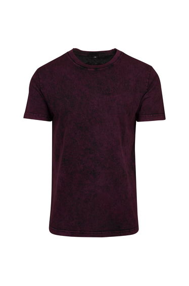 Mens Acid Washed Tee - Berry/Black