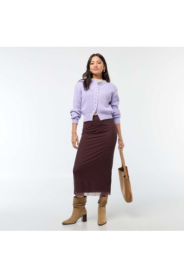 Buttoned Chunky Knit Cardigan PURPLE