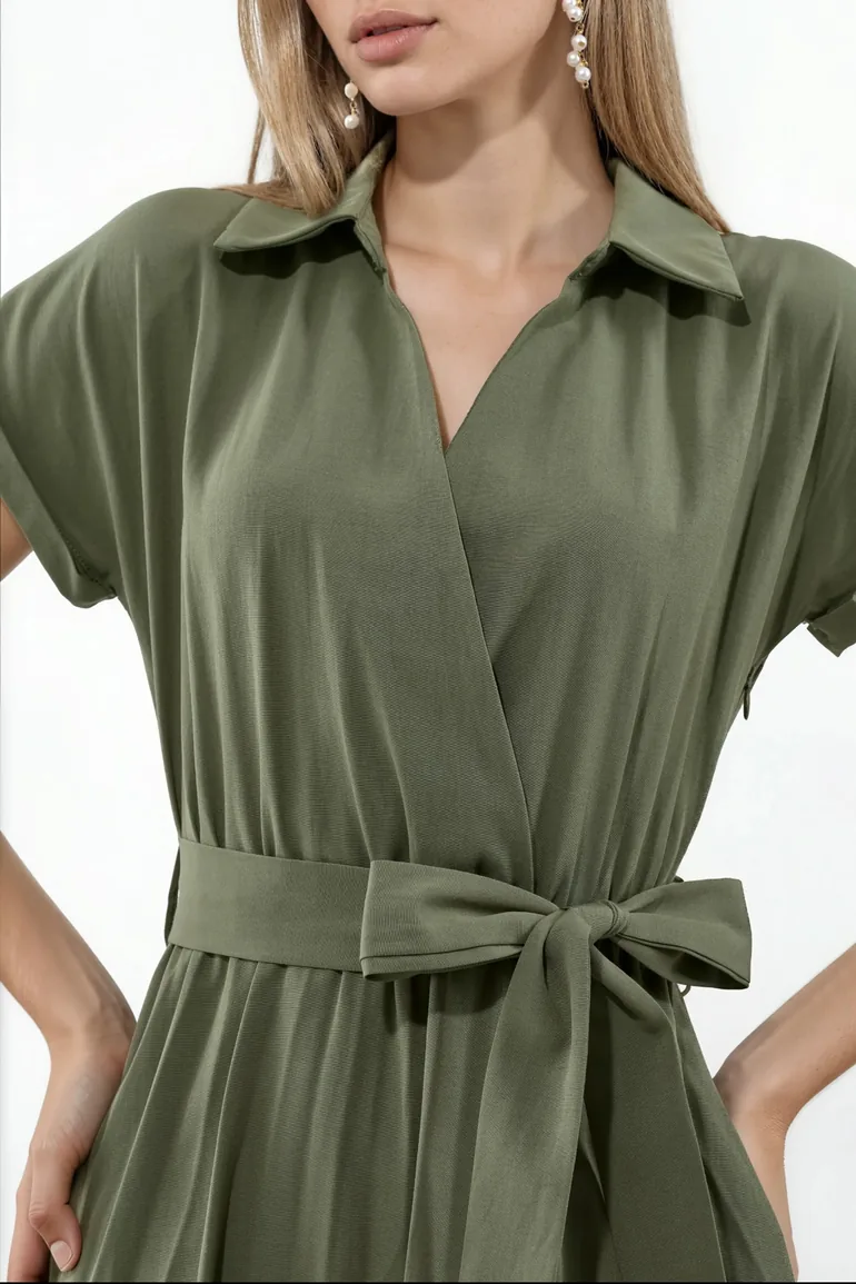 BUSEM Belted Wrap Midi Dress - 3