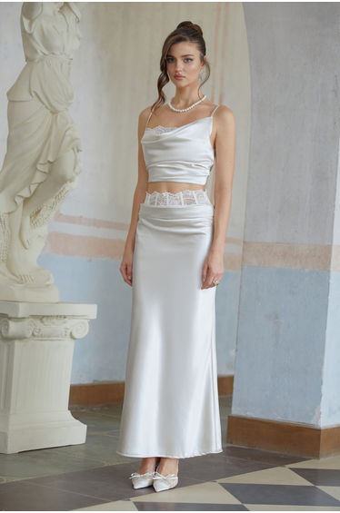 Eeva White Floral Lace Panel Crop Top