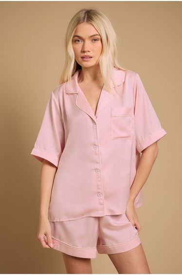 Plain Satin Short Sleeve Nightwear set