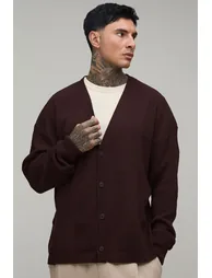Tall Relaxed Rib Knitted Cardigan - brown