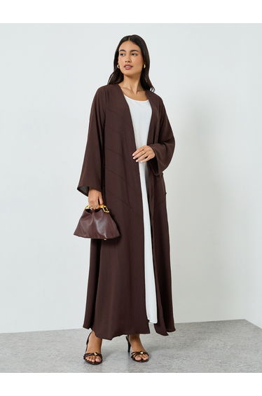 Brown Open Front A-Line Abaya