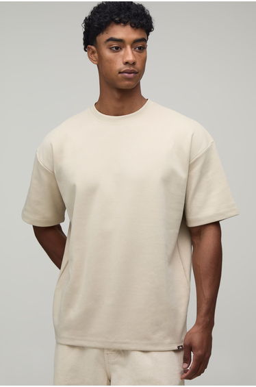 Oversized Premium Interlock T-Shirt - stone