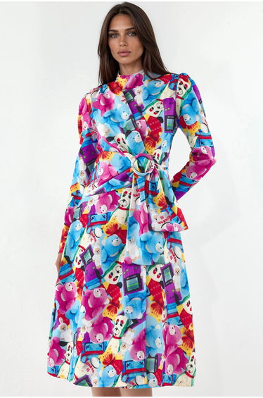 MSN Printed Wrap Midi Dress